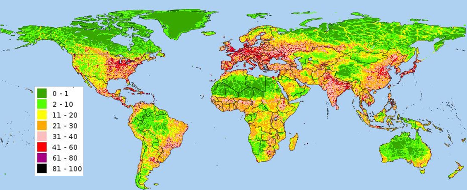 global map of the human ecological impact