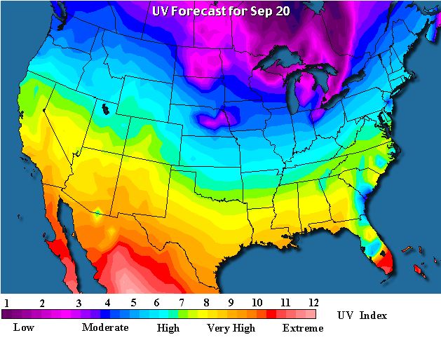 solar UV radiation map US