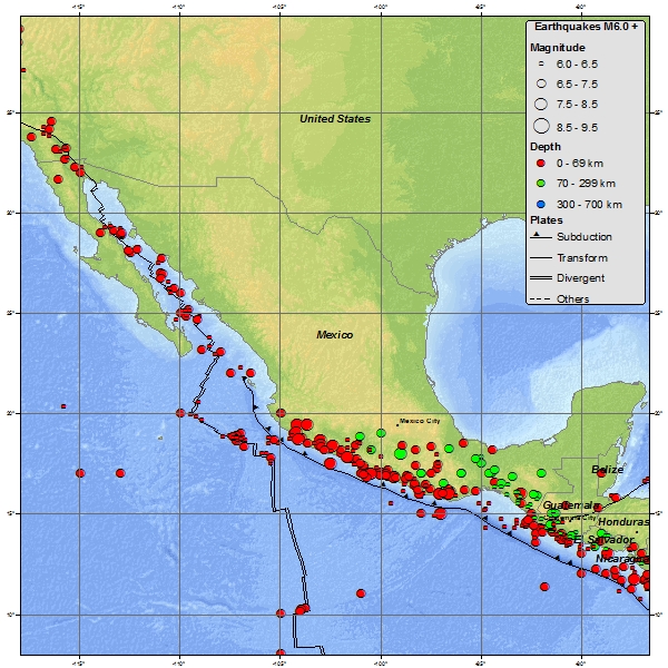 Seismicity of Mexico (USGS)